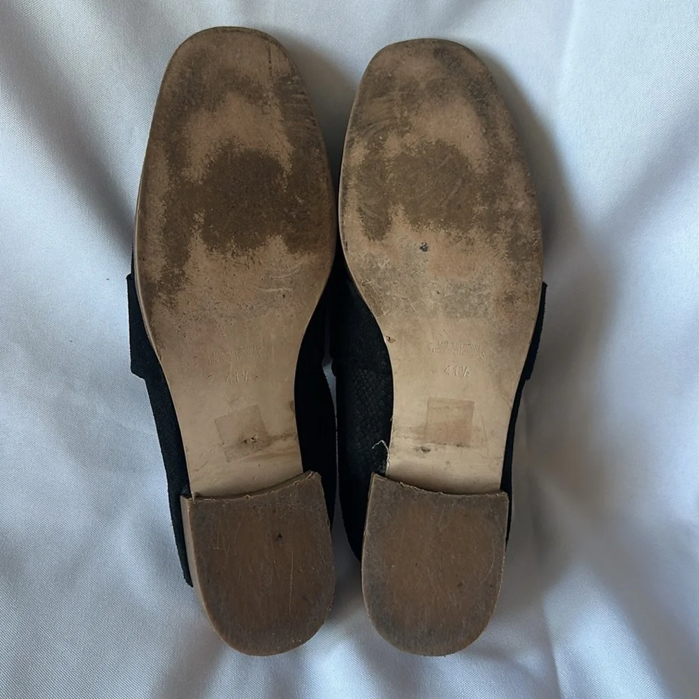 Free People Black Suede Sz 41.5 At Ease Embossed Loafers